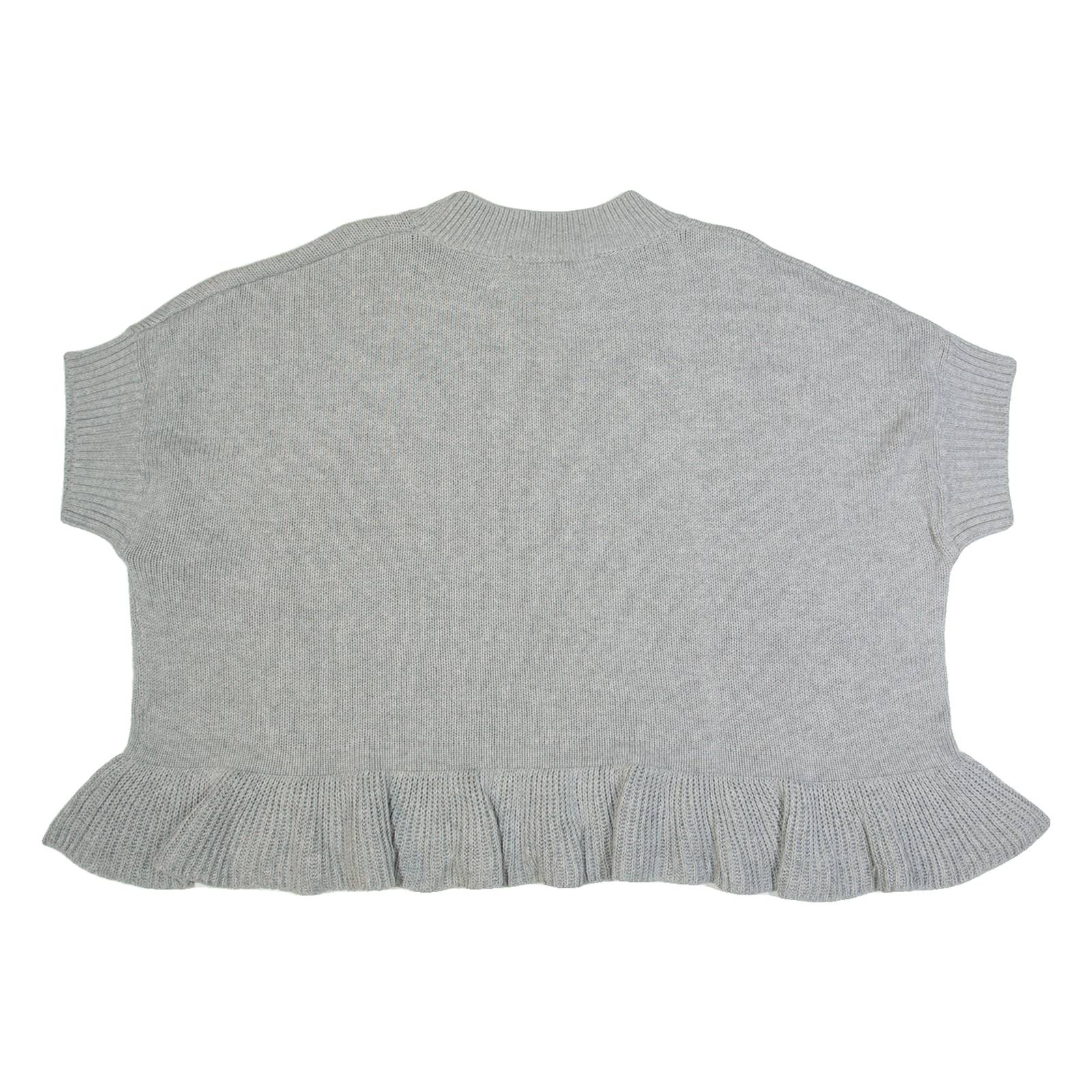 FRENCH CONNECTION Frill Womens Jumper Grey Tight Knit Short Sleeve L