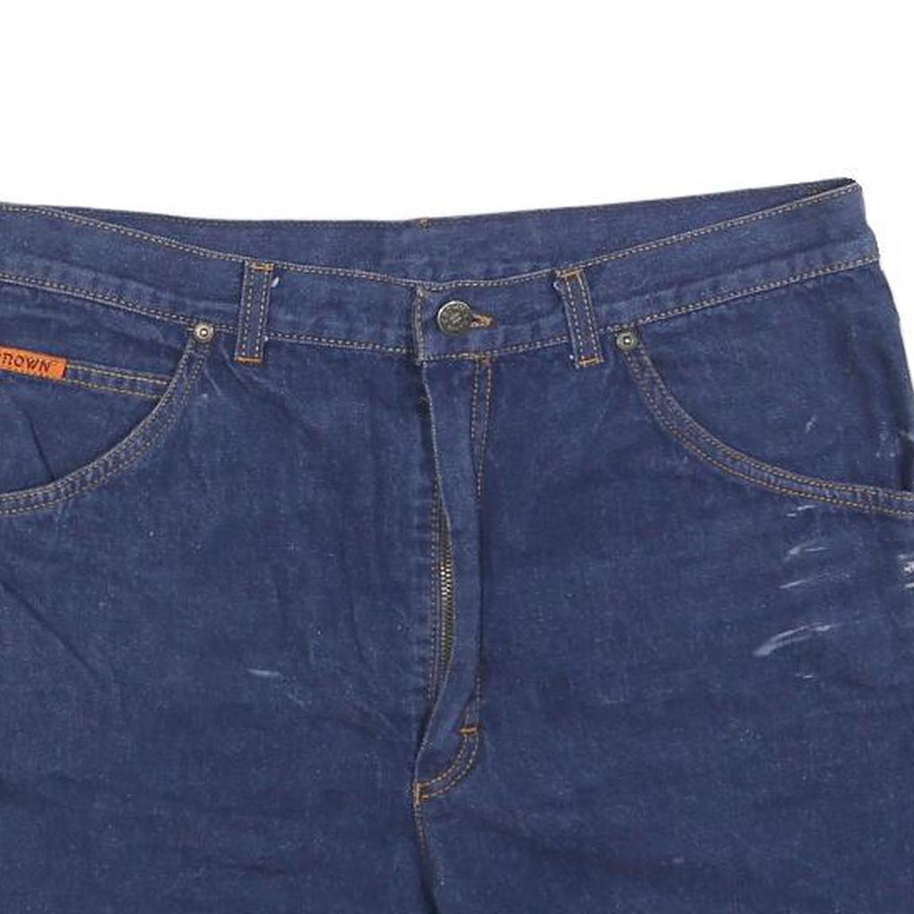 CROWN Womens Denim Blue Casual Shorts M W32 Cotton Blend Pockets Zip
