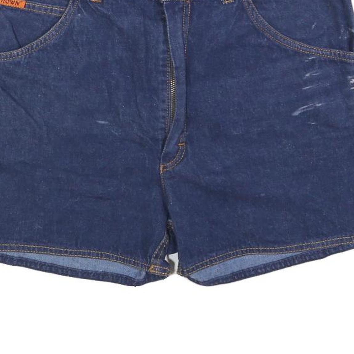 CROWN Womens Denim Blue Casual Shorts M W32 Cotton Blend Pockets Zip