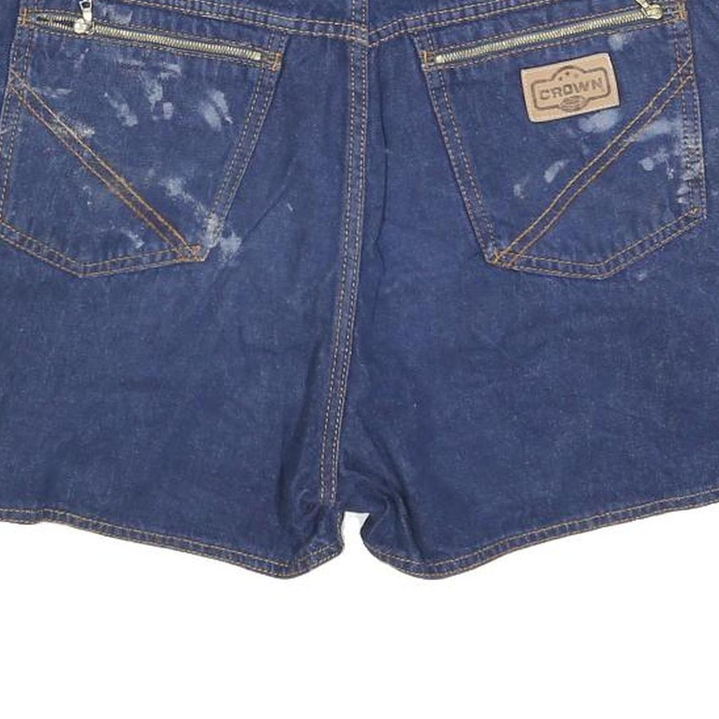 CROWN Womens Denim Blue Casual Shorts M W32 Cotton Blend Pockets Zip
