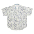 BUGLE BOY Mens White & Blue Leaf Print Cotton Blend Shirt L Casual Summer