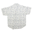 BUGLE BOY Mens White & Blue Leaf Print Cotton Blend Shirt L Casual Summer