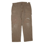 DICKIES Mens Regular Fit Brown Denim Jeans W38 L29 Workwear Cotton Blend Zip