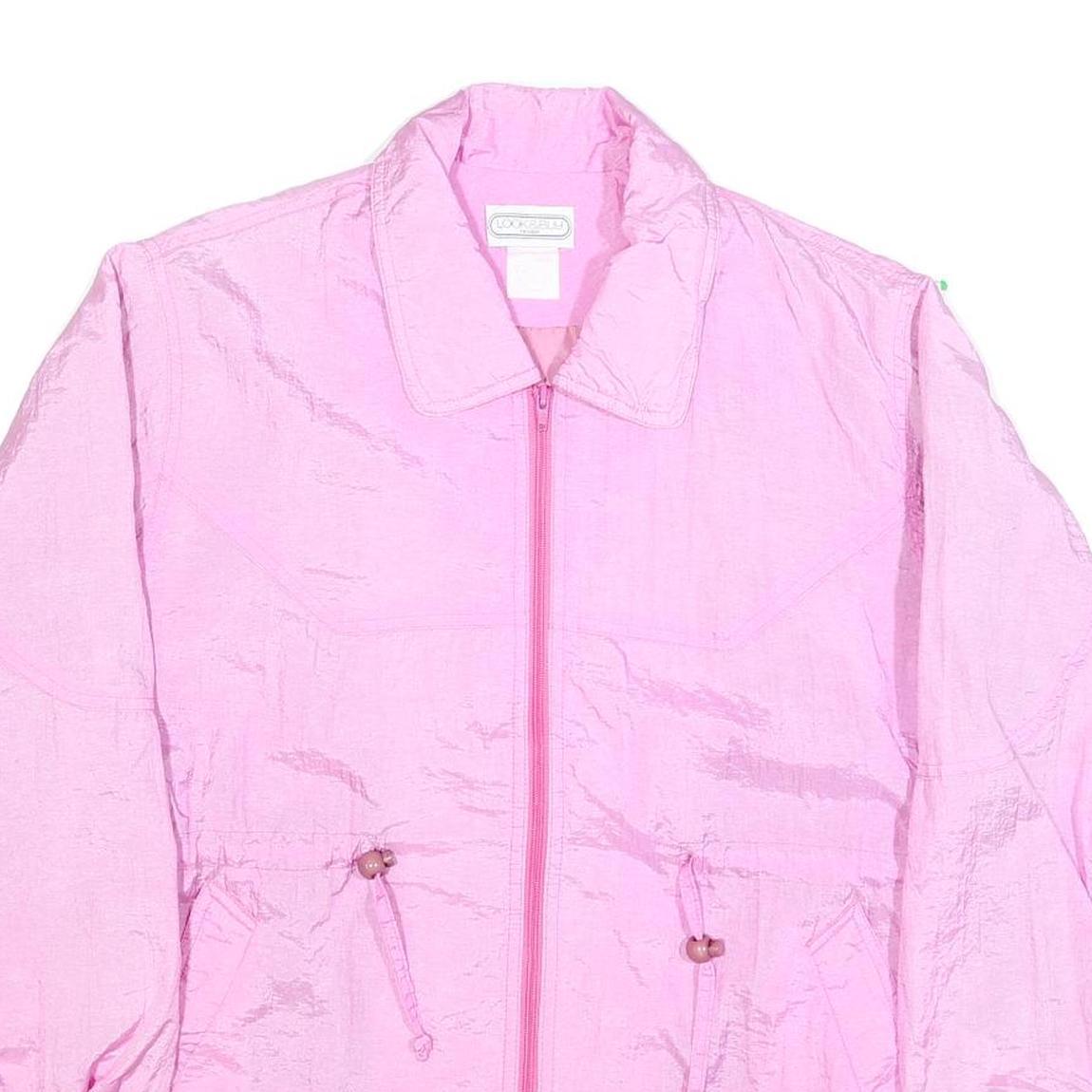 LOOK & BUY Womens Pink Casual Zip Jacket L Polyester Blend Lightweight