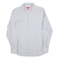 HUGO BOSS Mens White & Grey Checked Shirt L Smart Casual Cotton Blend