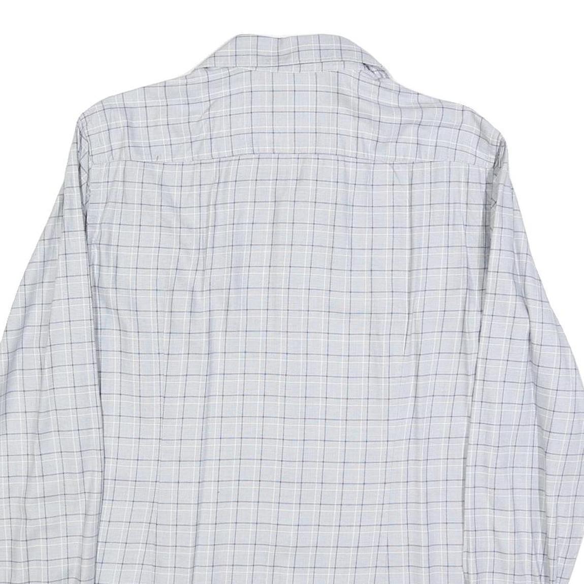 HUGO BOSS Mens White & Grey Checked Shirt L Smart Casual Cotton Blend