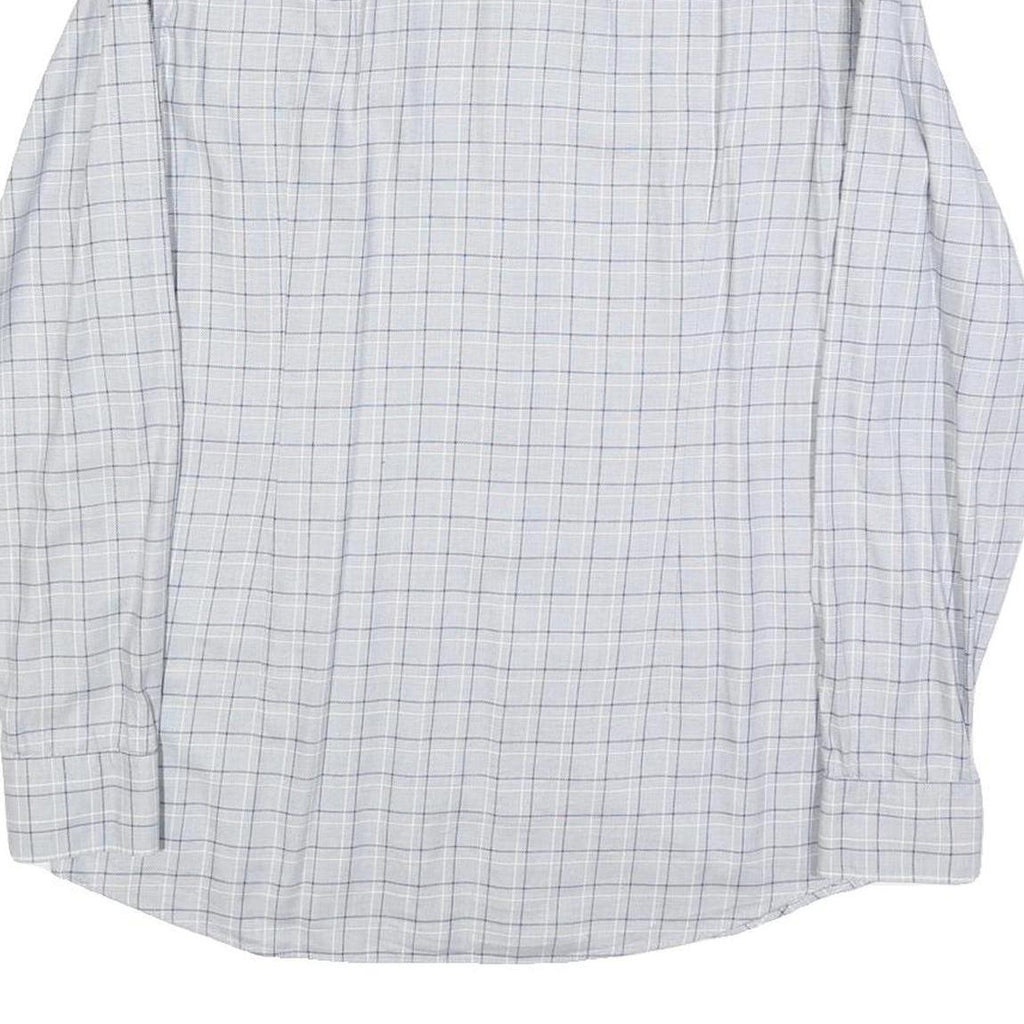 HUGO BOSS Mens White & Grey Checked Shirt L Smart Casual Cotton Blend