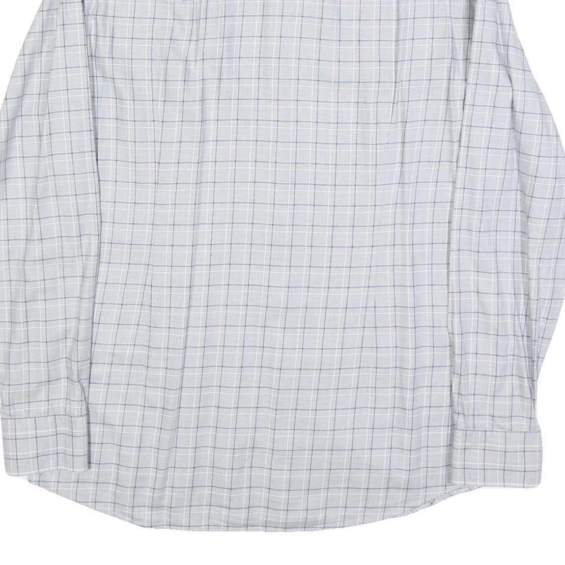HUGO BOSS Mens White & Grey Checked Shirt L Smart Casual Cotton Blend
