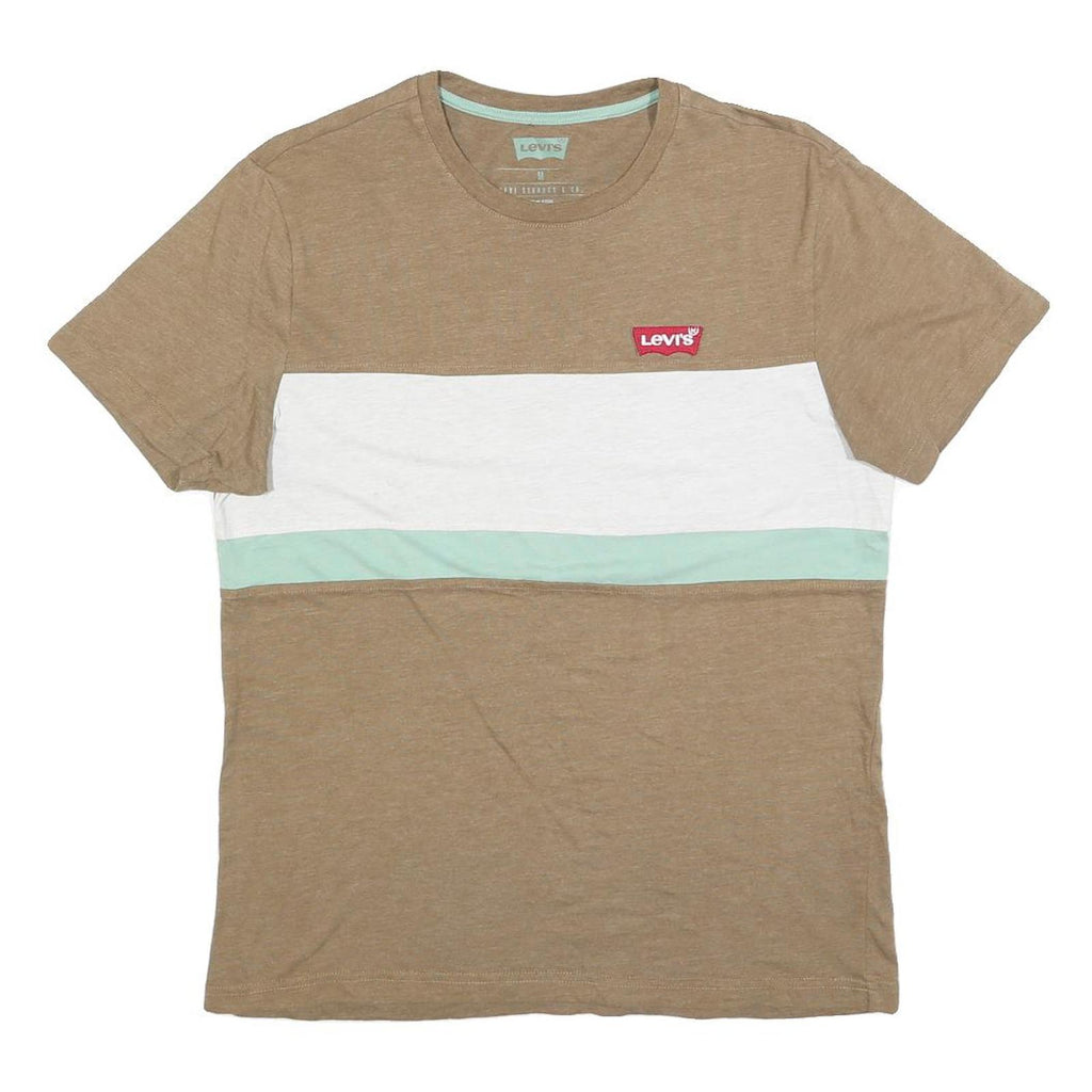 LEVI'S Mens Beige White & Mint Graphic T-Shirt M Short Sleeve Crew Neck Casual