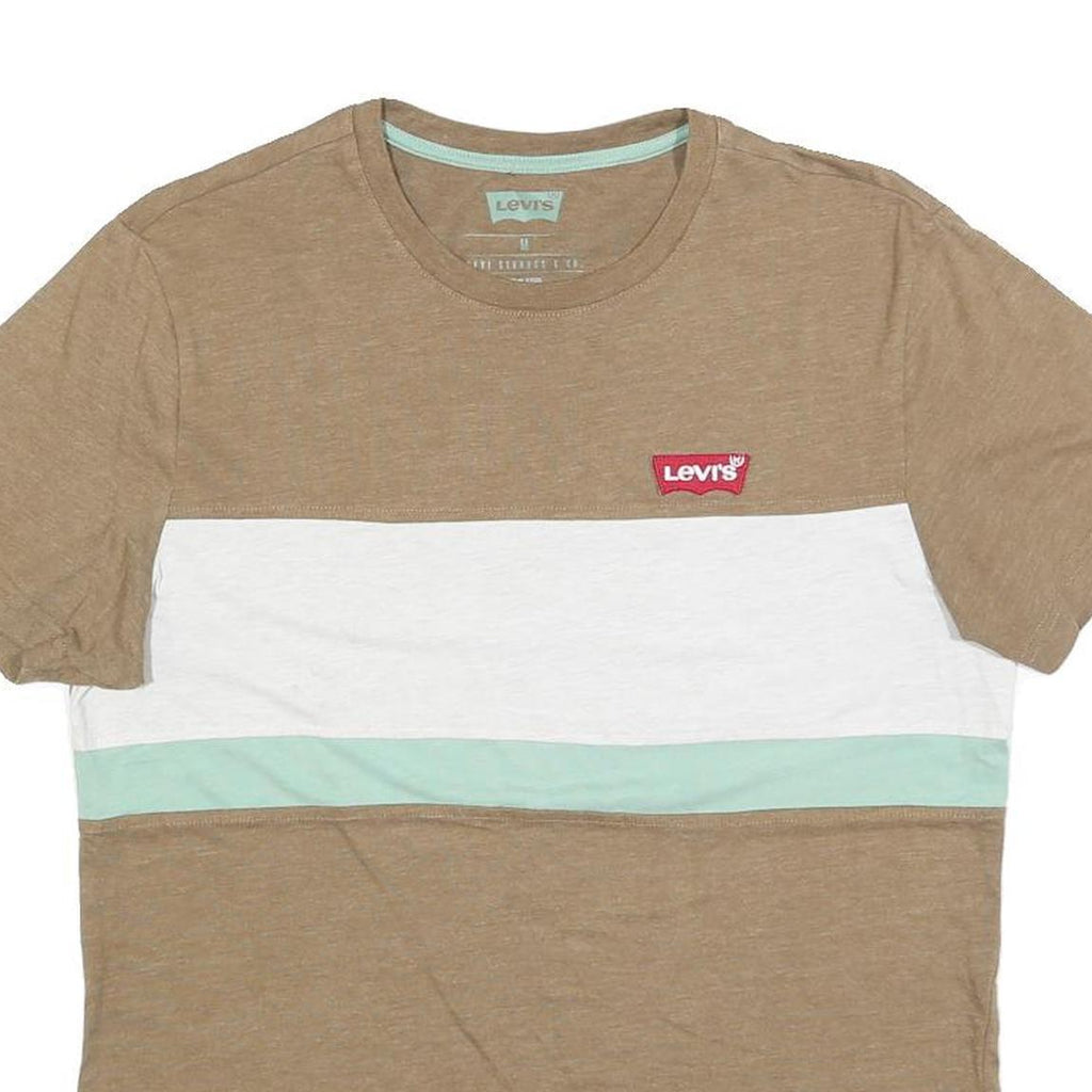 LEVI'S Mens Beige White & Mint Graphic T-Shirt M Short Sleeve Crew Neck Casual