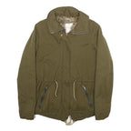 ZARA Womens Green Jacket XS Polyester Blend Plain Drawstring Zip Casual