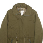ZARA Womens Green Jacket XS Polyester Blend Plain Drawstring Zip Casual