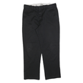 DICKIES Mens Regular Black Cotton Blend Trousers W36 L32 Classic Zip Pocket