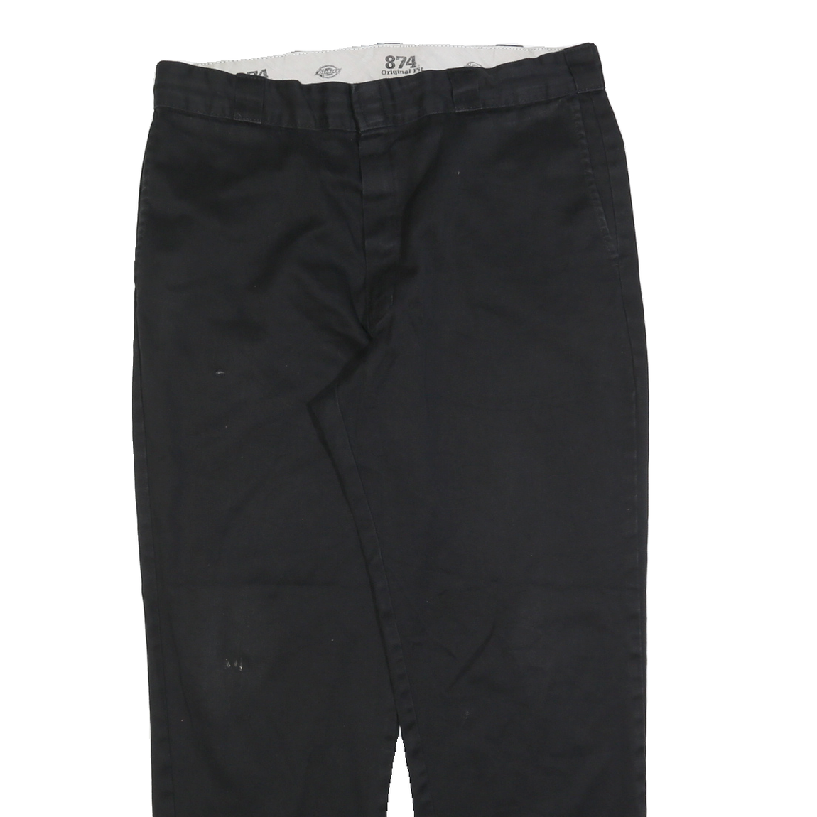 DICKIES Mens Regular Black Cotton Blend Trousers W36 L32 Classic Zip Pocket
