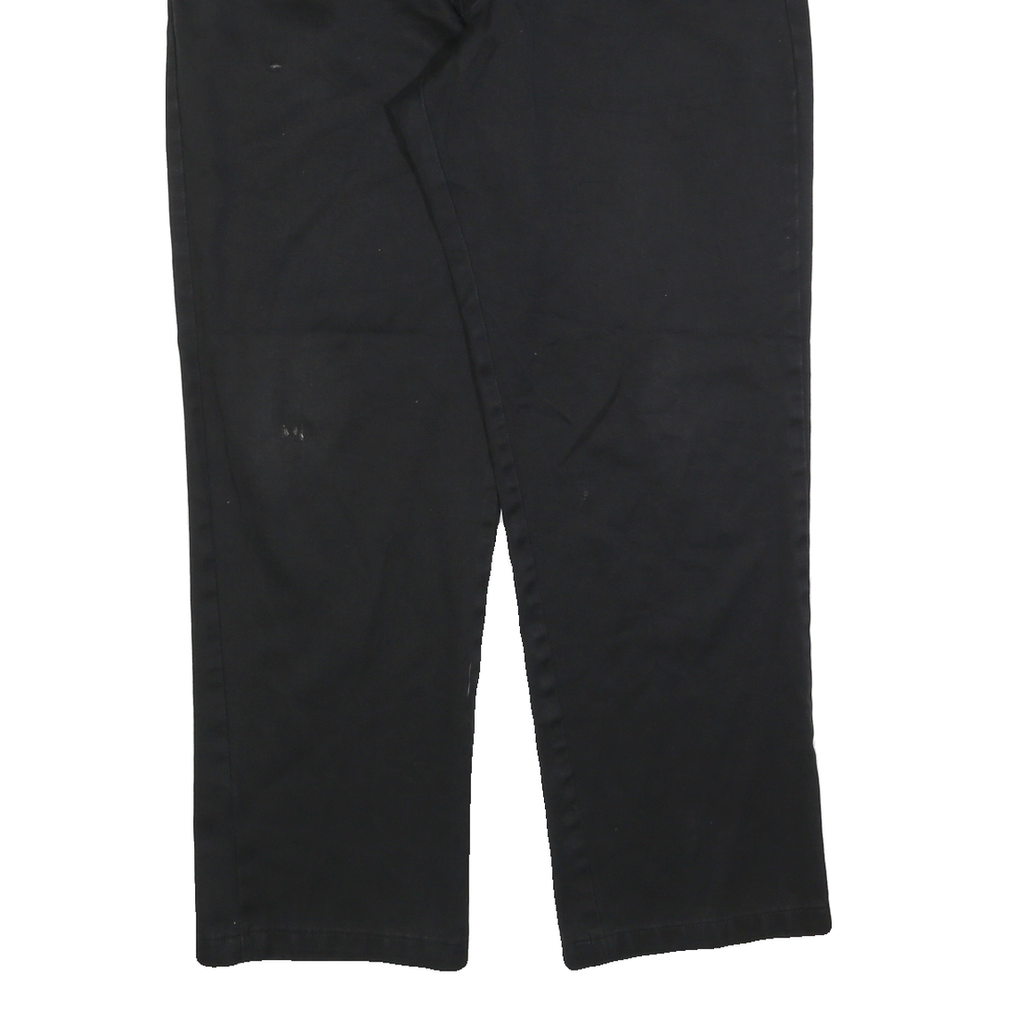 DICKIES Mens Regular Black Cotton Blend Trousers W36 L32 Classic Zip Pocket