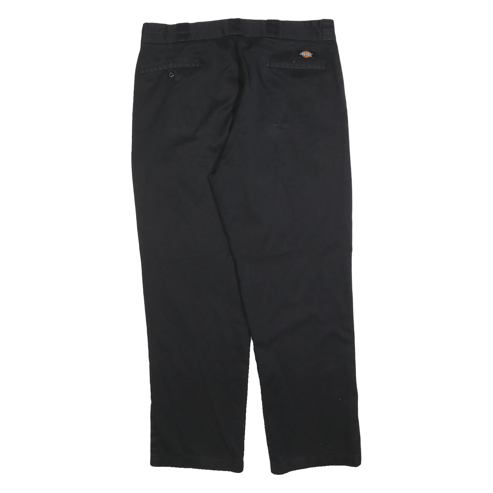 DICKIES Mens Regular Black Cotton Blend Trousers W36 L32 Classic Zip Pocket
