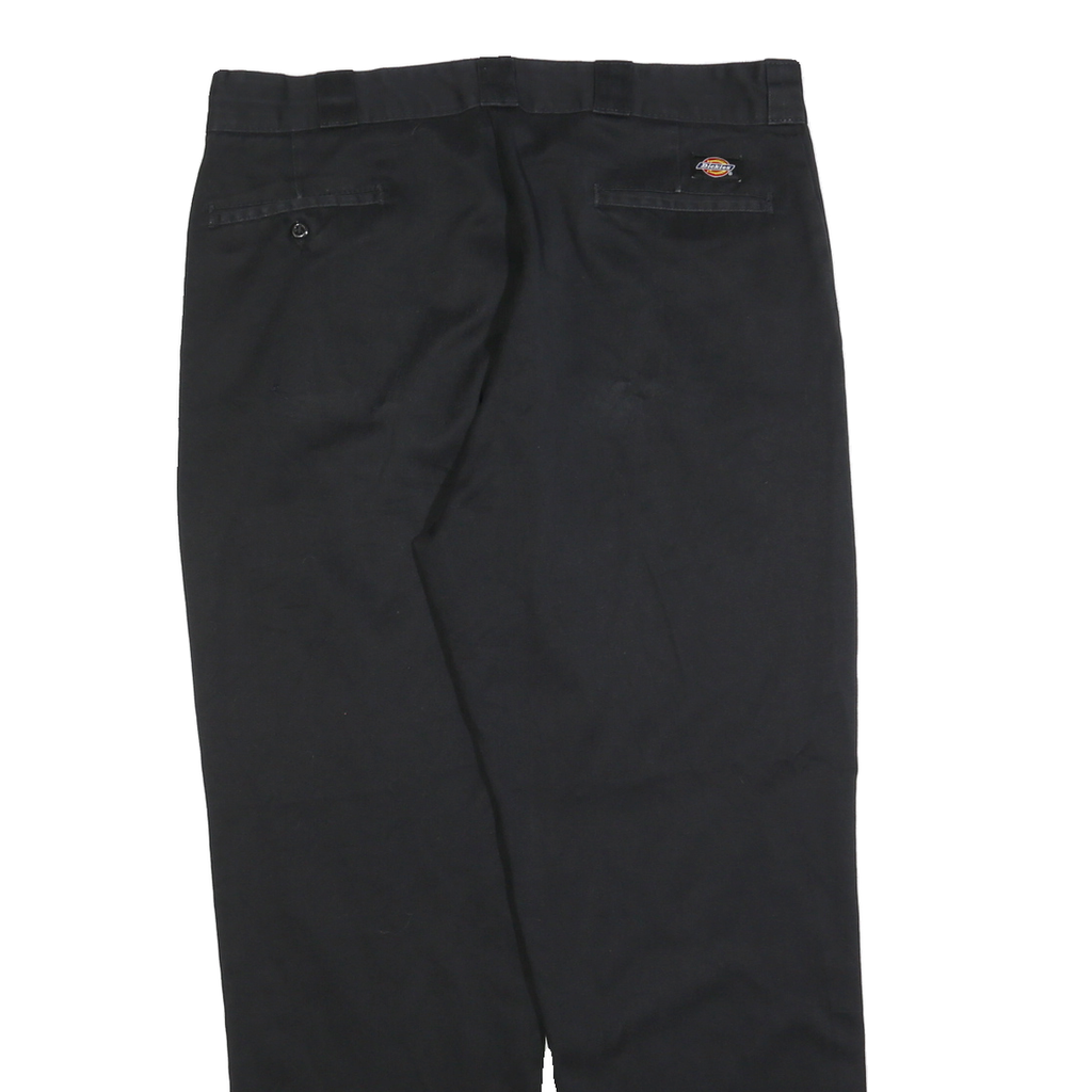 DICKIES Mens Regular Black Cotton Blend Trousers W36 L32 Classic Zip Pocket