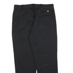 DICKIES Mens Regular Black Cotton Blend Trousers W36 L32 Classic Zip Pocket