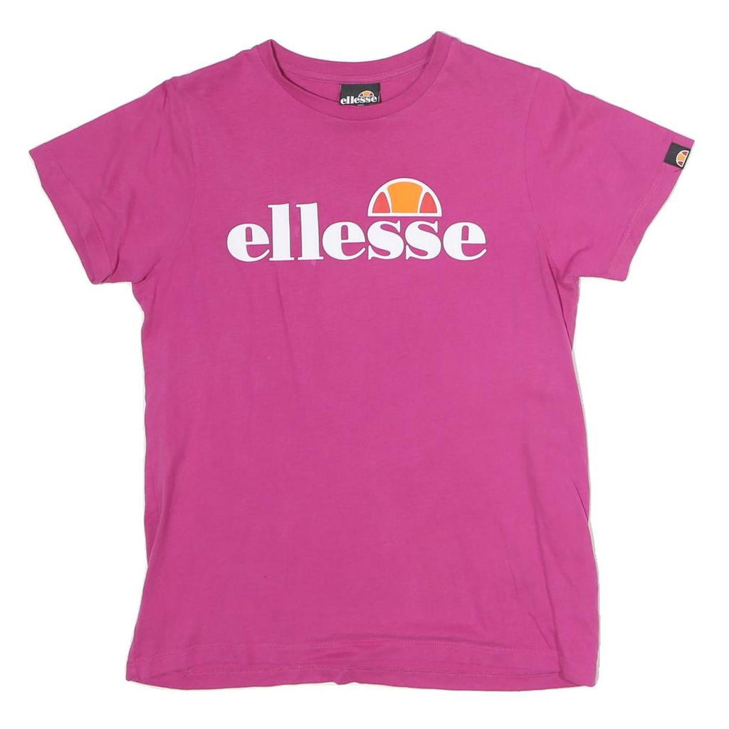 ELLESSE Womens Pink Cotton Graphic T-Shirt S Short Sleeve Crew Neck Casual