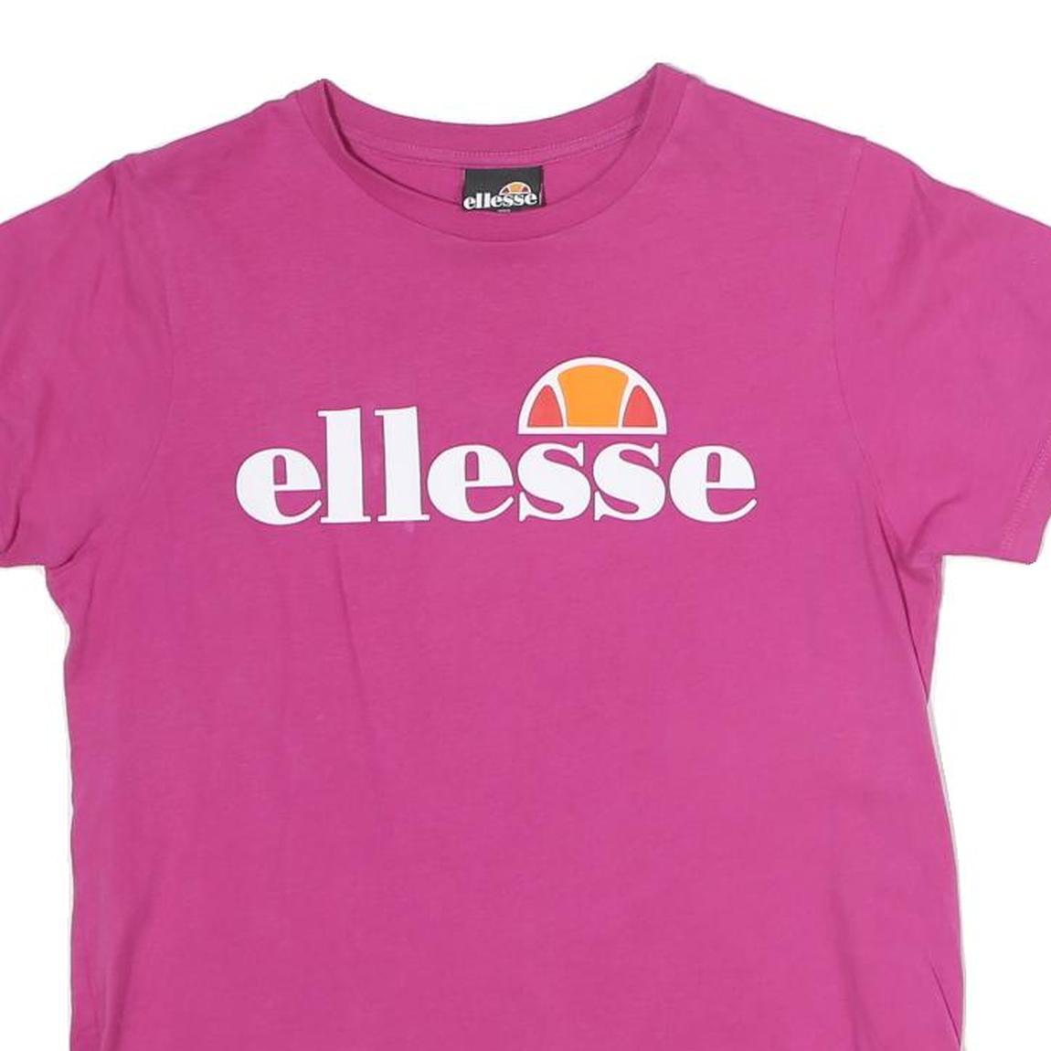 ELLESSE Womens Pink Cotton Graphic T-Shirt S Short Sleeve Crew Neck Casual