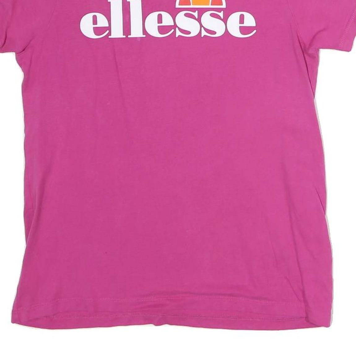 ELLESSE Womens Pink Cotton Graphic T-Shirt S Short Sleeve Crew Neck Casual