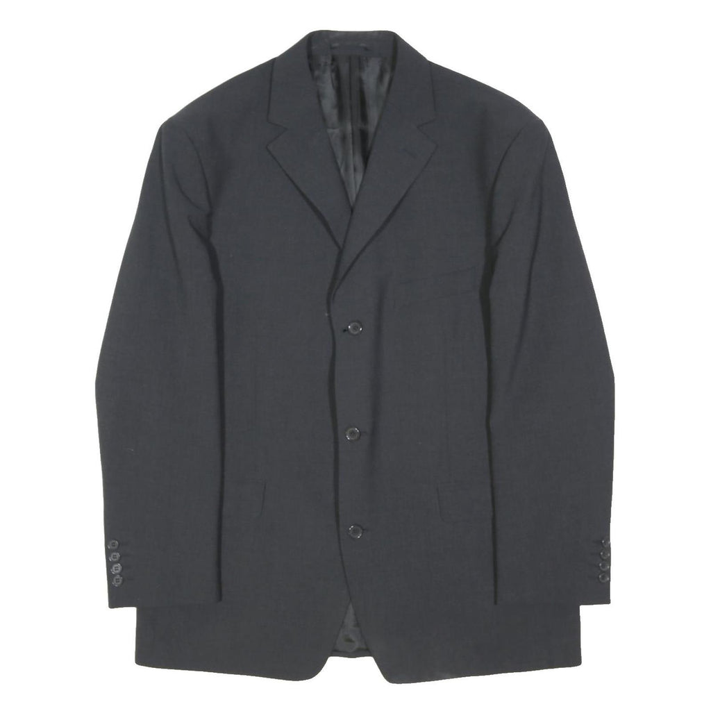 BALMAIN Mens Black Tailored Wool Blend Blazer Jacket L Plain Formal Button