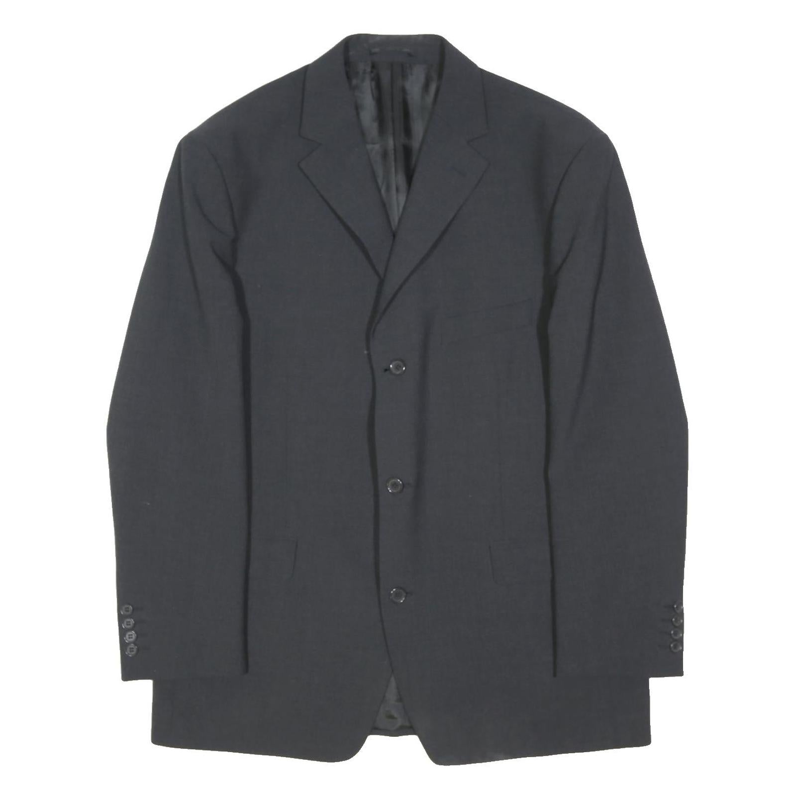 BALMAIN Mens Black Tailored Wool Blend Blazer Jacket L Plain Formal Button