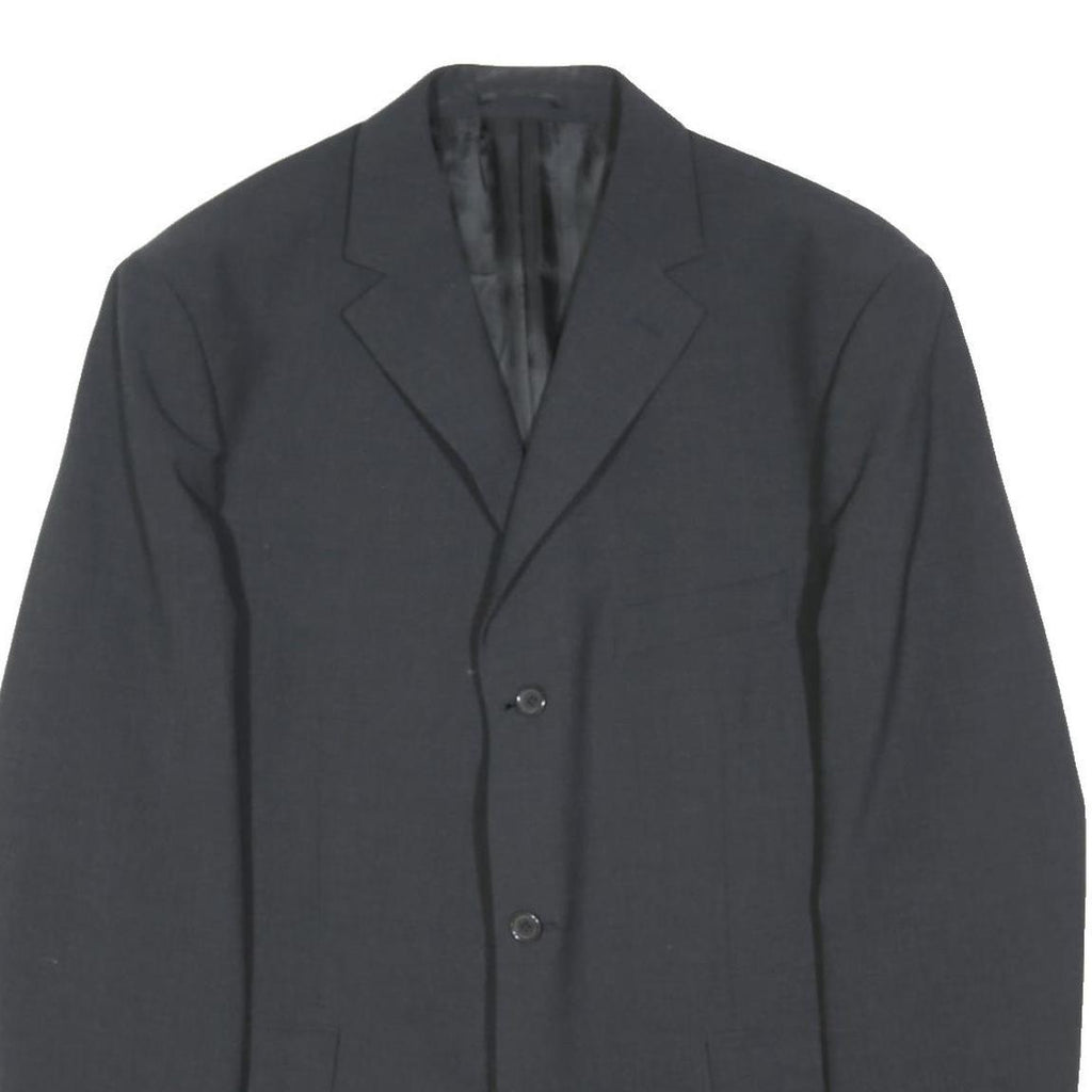 BALMAIN Mens Black Tailored Wool Blend Blazer Jacket L Plain Formal Button