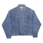 CAPEZIO Mens Blue Denim Jacket S Cotton Button Front Plain Classic Style