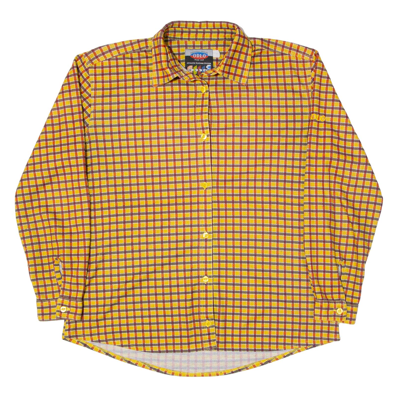 ODLO Womens Shirt Yellow Check Long Sleeve M