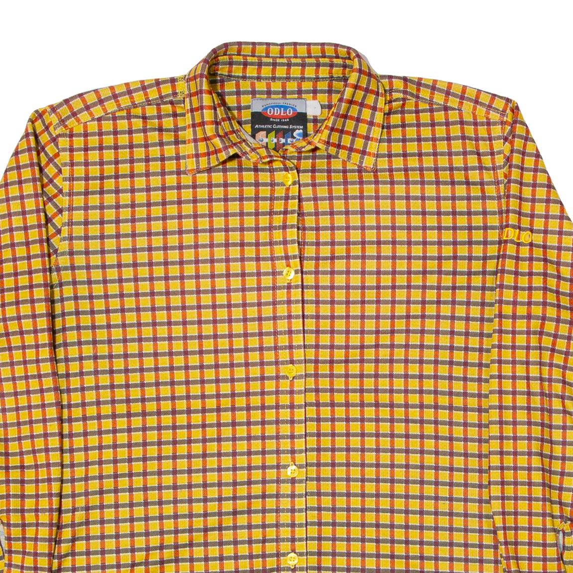 ODLO Womens Shirt Yellow Check Long Sleeve M