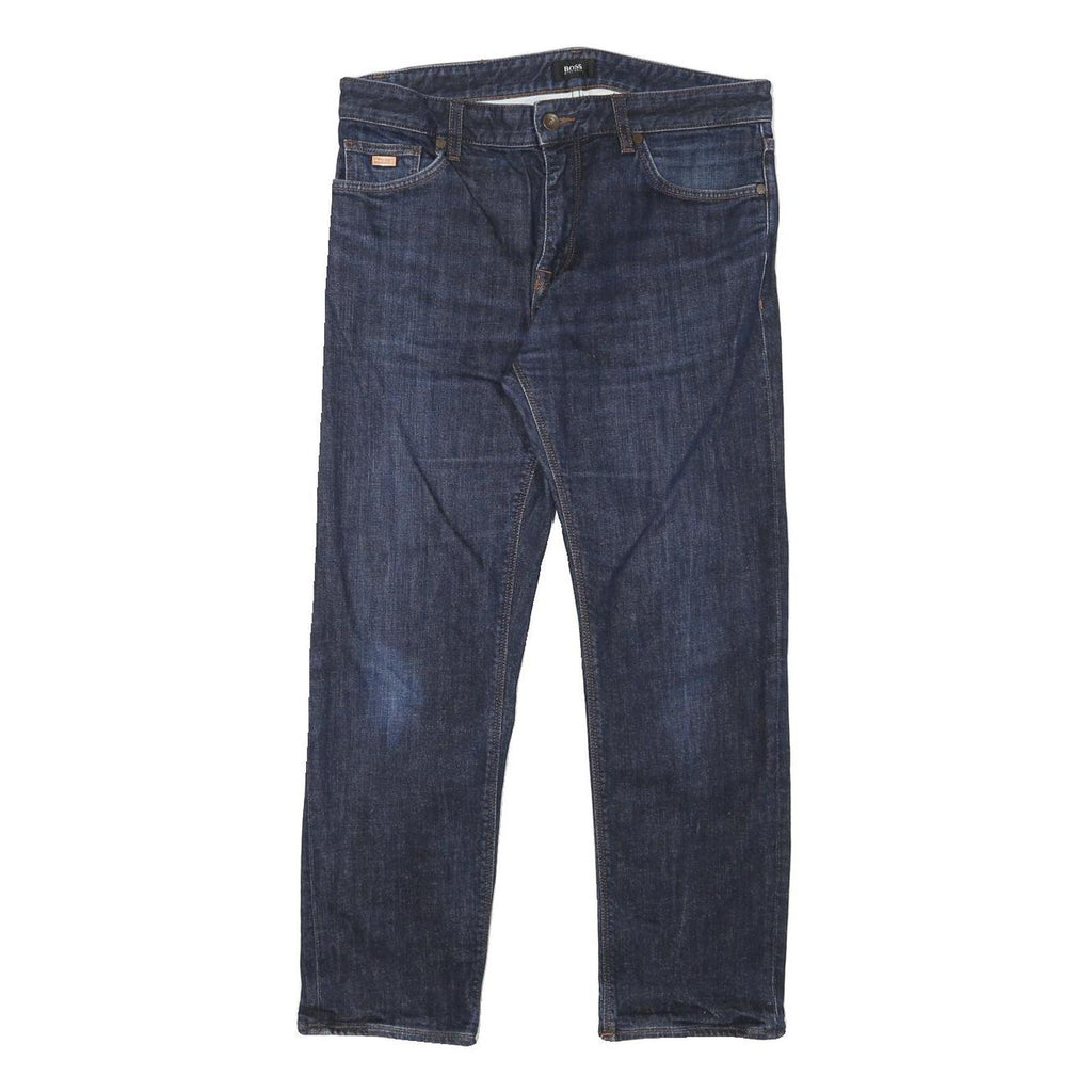 BOSS Mens Jeans Blue Regular Straight Denim Medium W32 L27 Stylish Classic Zip
