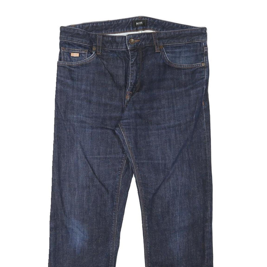 BOSS Mens Jeans Blue Regular Straight Denim Medium W32 L27 Stylish Classic Zip