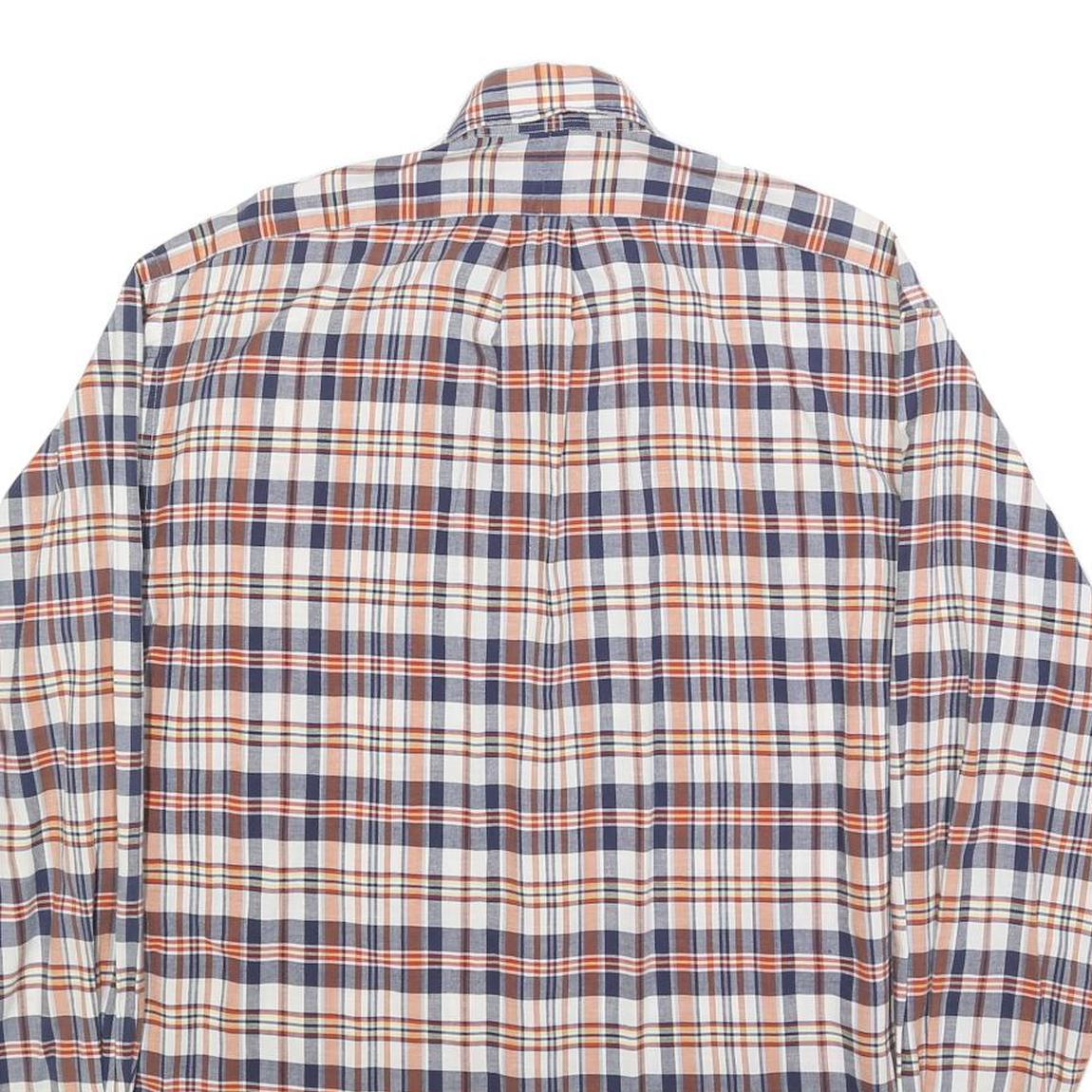 RALPH LAUREN Mens Blue & Orange Check Shirt M Classic Cotton Long Sleeve Button