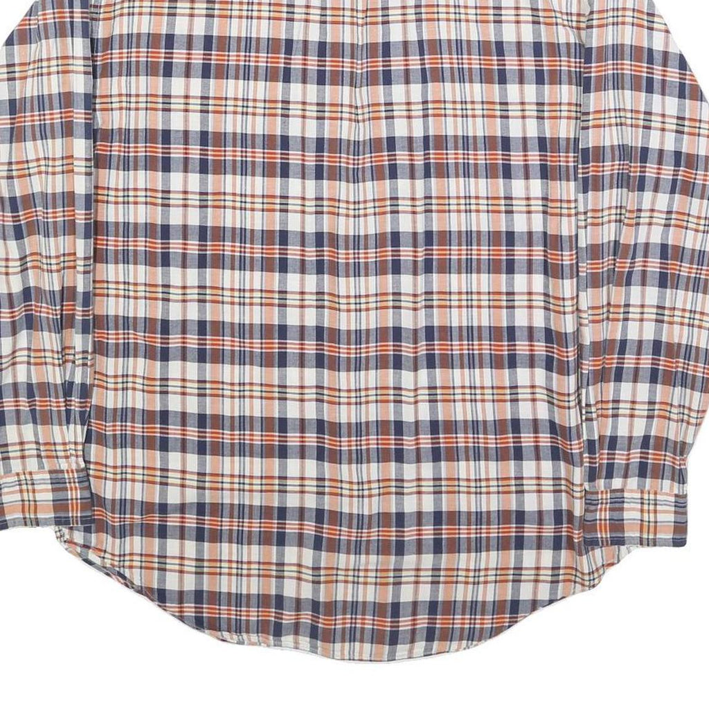 RALPH LAUREN Mens Blue & Orange Check Shirt M Classic Cotton Long Sleeve Button