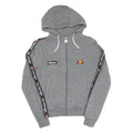 ELLESSE Womens Grey ¼ Zip Hoodie UK 8 Cotton Logo Tape Sleeve Casual