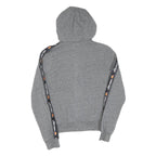 ELLESSE Womens Grey ¼ Zip Hoodie UK 8 Cotton Logo Tape Sleeve Casual