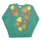 HANES Womens Green Sweatshirt L Cotton Blend Crew Neck Pullover Autumn Leaves