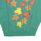 HANES Womens Green Sweatshirt L Cotton Blend Crew Neck Pullover Autumn Leaves
