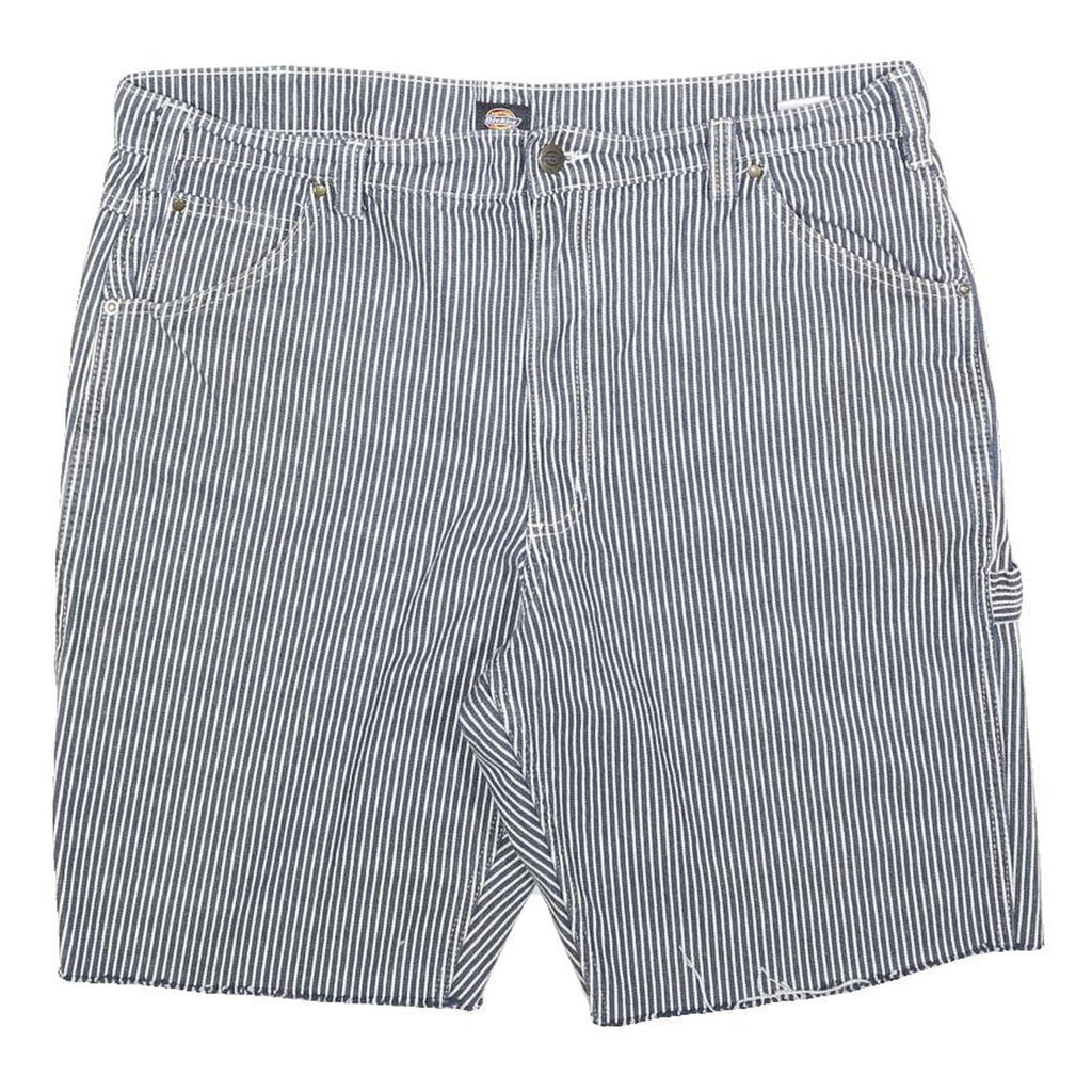 DICKIES Mens Blue & White Striped Casual Cotton Blend Shorts XL W38 Workwear