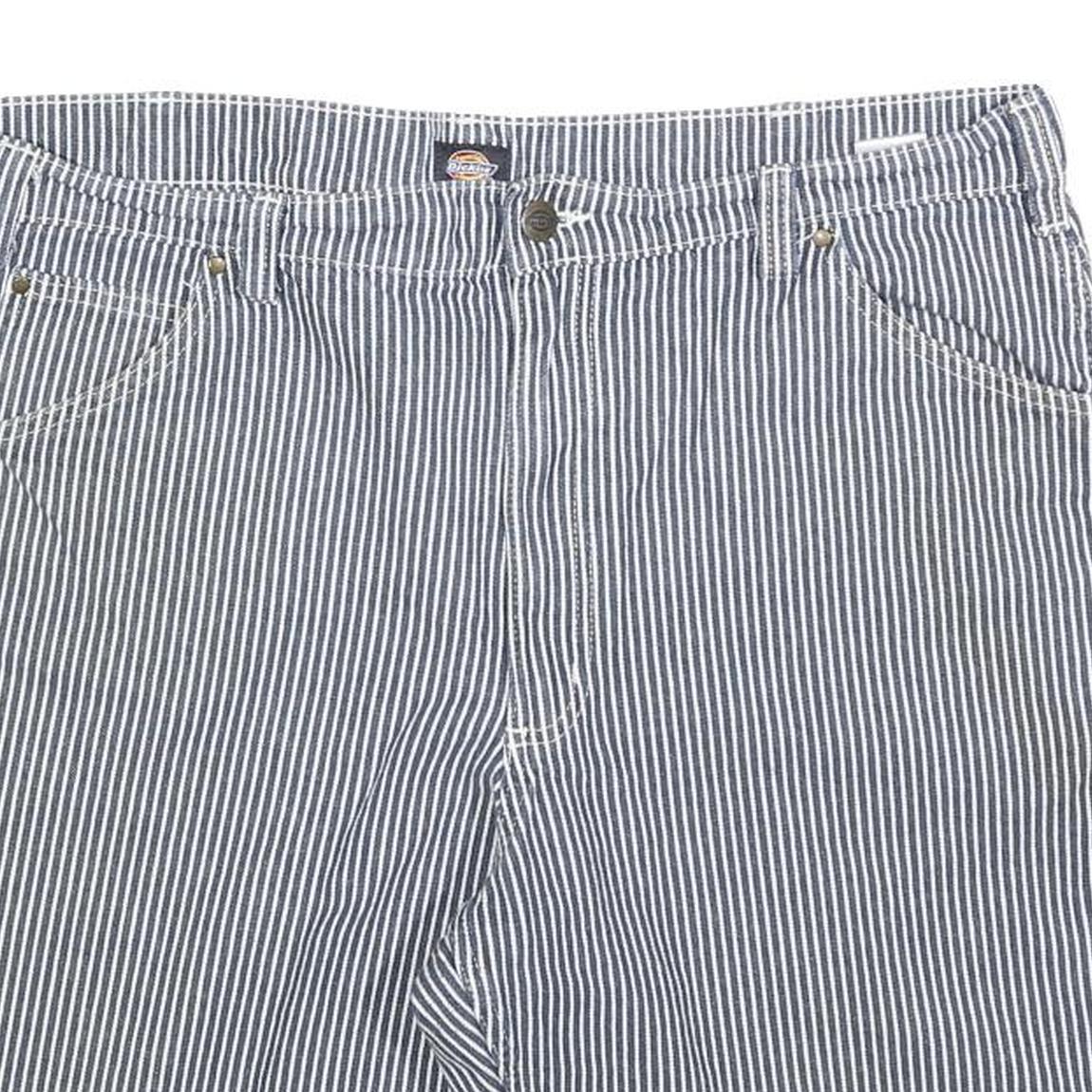 DICKIES Mens Blue & White Striped Casual Cotton Blend Shorts XL W38 Workwear