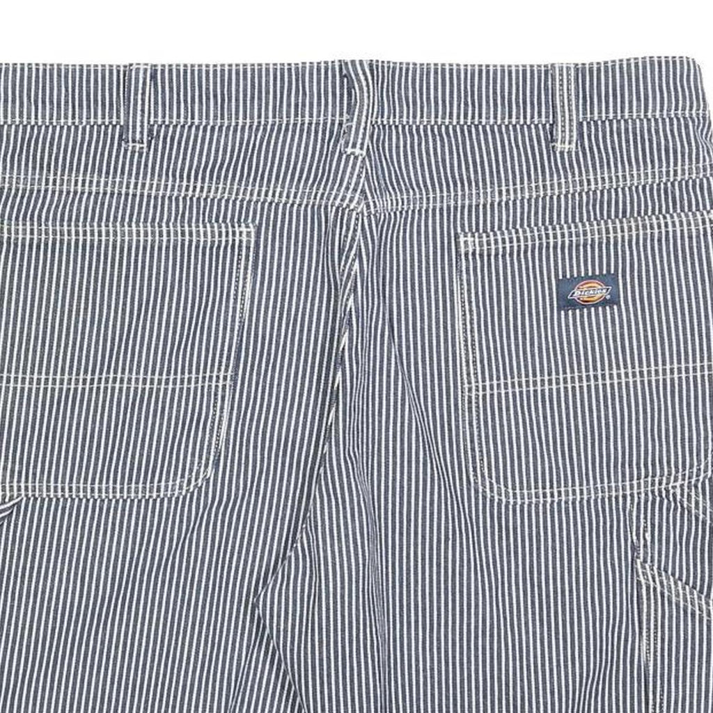 DICKIES Mens Blue & White Striped Casual Cotton Blend Shorts XL W38 Workwear
