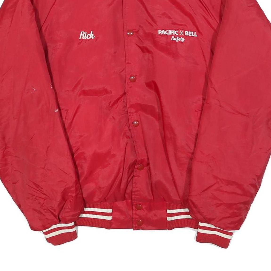 WEAR GUARD Mens Red Varsity Style Jacket M Polyester Blend Button Closure Plain