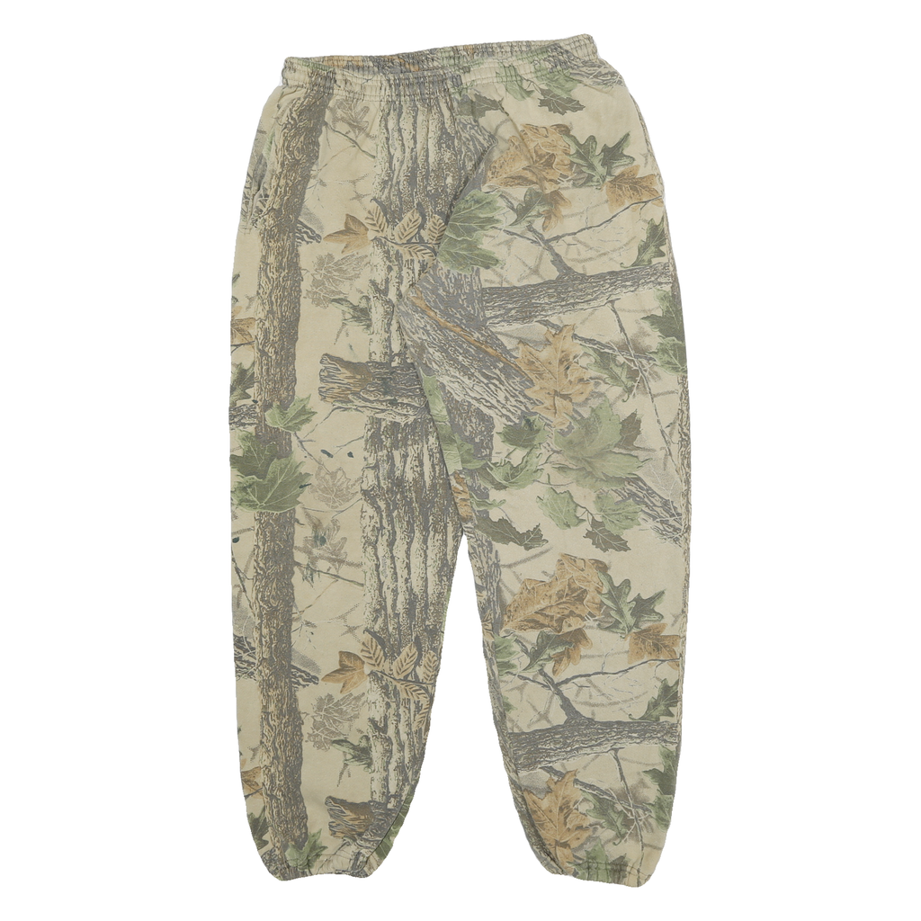 Mens Joggers Beige Camouflage L W28 L29 Casual Cotton Blend Elastic Waist