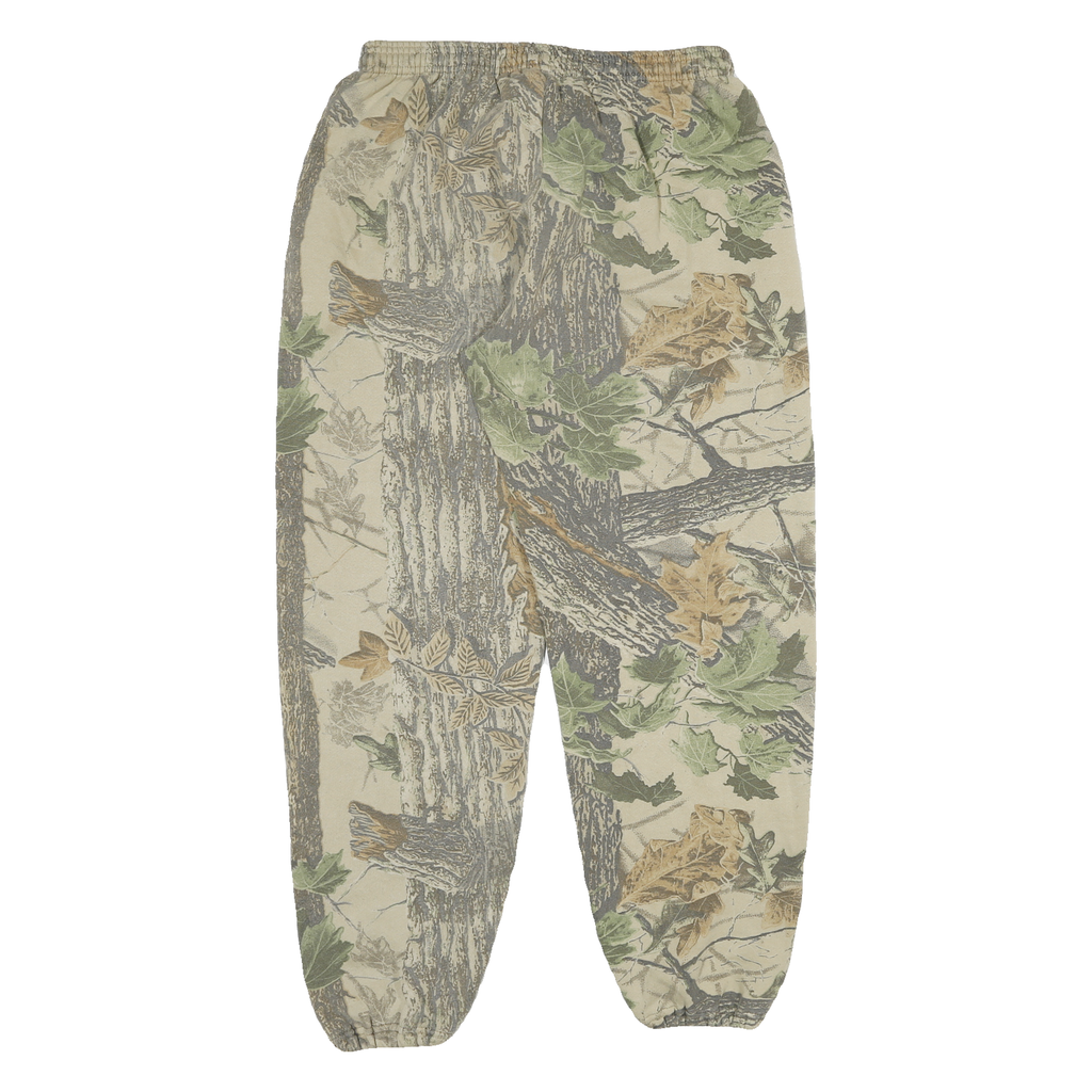 Mens Joggers Beige Camouflage L W28 L29 Casual Cotton Blend Elastic Waist