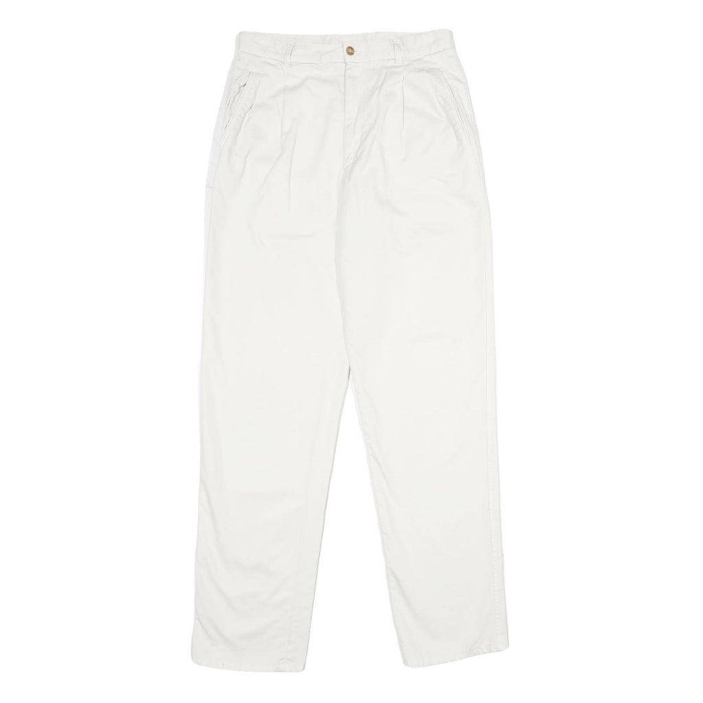 DARK SQUARE Womens Cotton White Classic Straight Trousers W28 L34 Comfortable