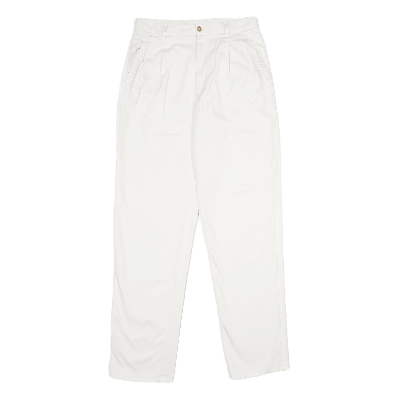 DARK SQUARE Womens Cotton White Classic Straight Trousers W28 L34 Comfortable