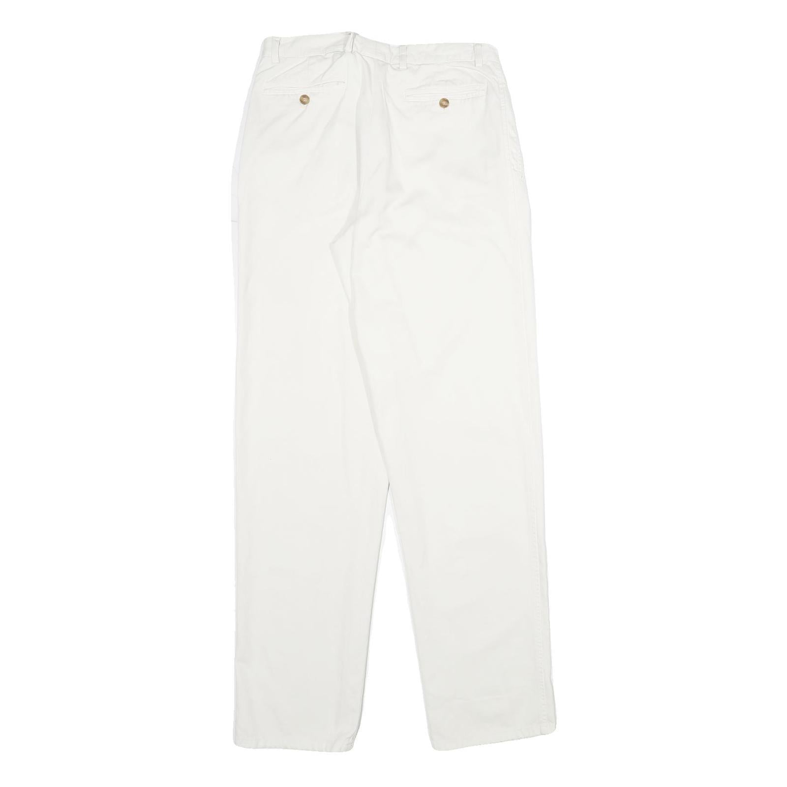DARK SQUARE Womens Cotton White Classic Straight Trousers W28 L34 Comfortable