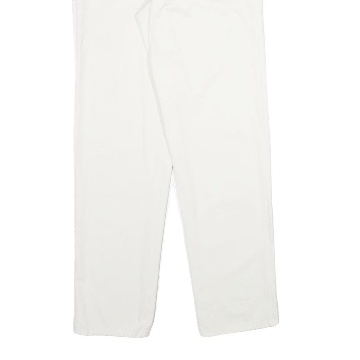 DARK SQUARE Womens Cotton White Classic Straight Trousers W28 L34 Comfortable