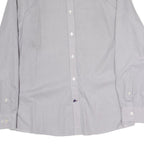 TOMMY HILFIGER Mens White & Blue Printed Cotton Shirt M Classic Fit Long Sleeve